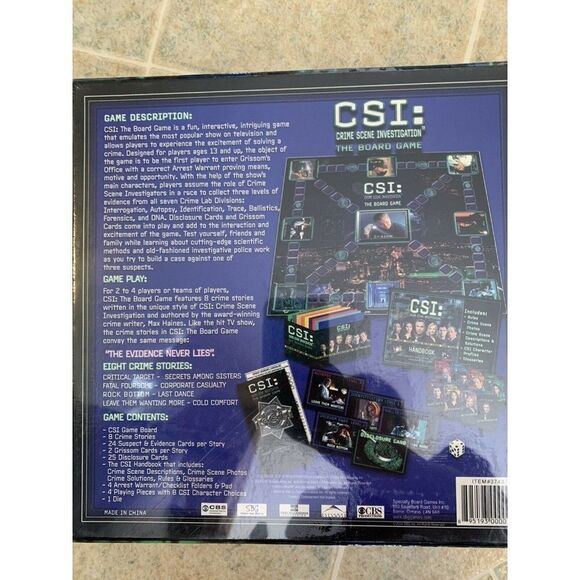 CSI
Crime Scene Investigation The Board Game-8 Crime Stories-2004 New Sealed - Picture 6 of 6